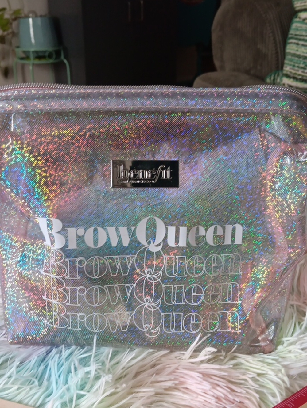 Benefit Holographic Silver BrowQueen Cosmetic Pouch